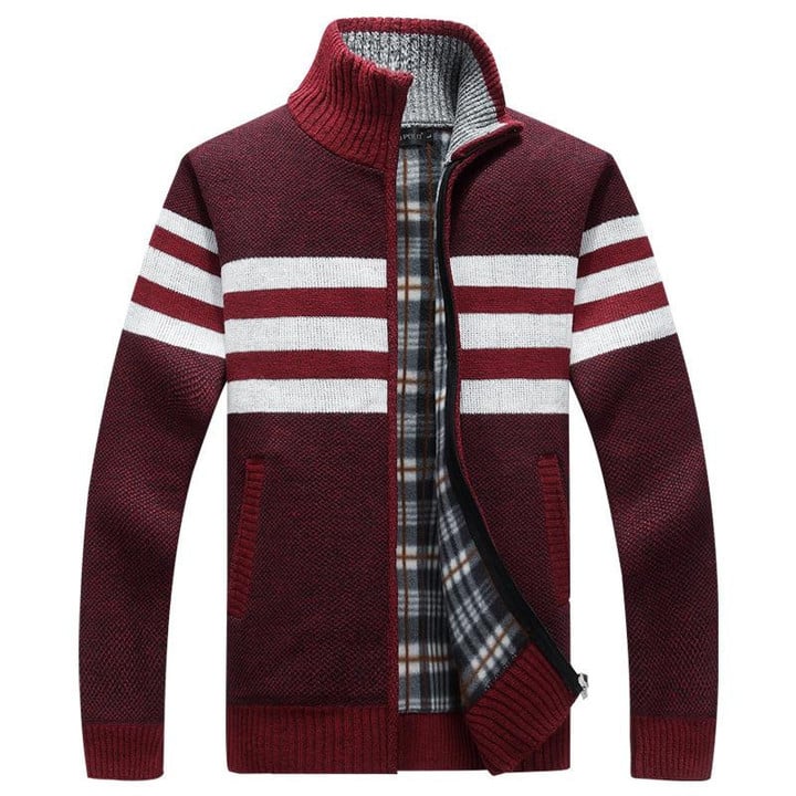 Men Sweater Brand Fashion Stand Collar Loose Zipper Fleece Casual Sweatercoat
