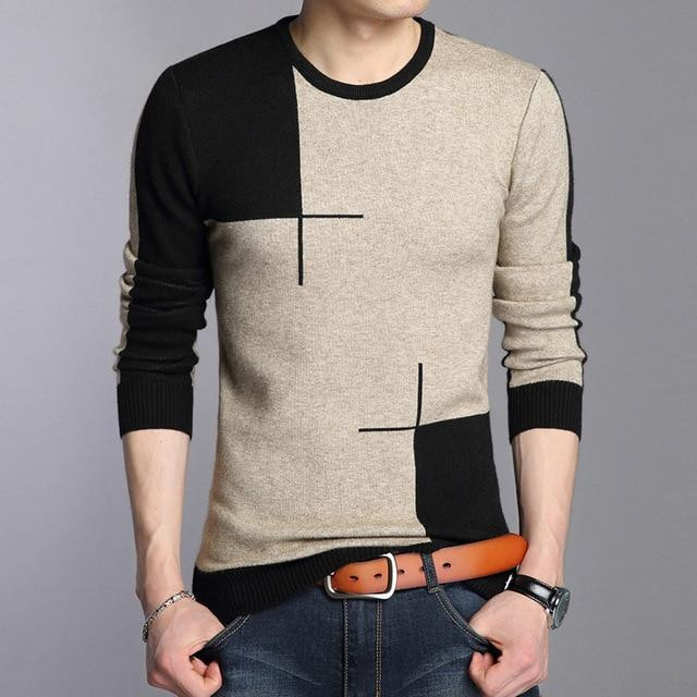 Men Casual Pullover Fashion O Neck Knitwear Long Sleeve Sweater