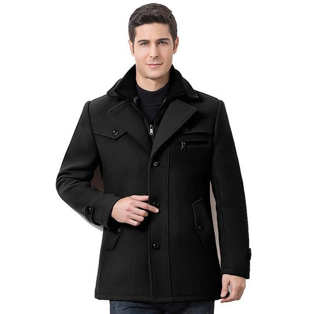 Men Trench Coat Fashion Stylish Thicken Warm Slim Windbreaker Overcoat