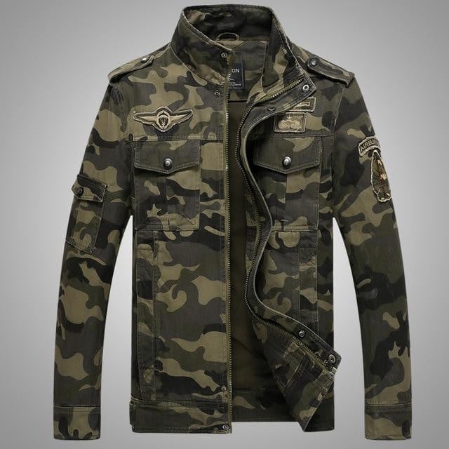 Men Bomber Jacket Camouflage Military Windbreaker Cool Design Jacket