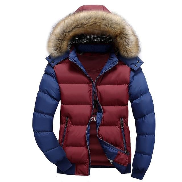 Men Parka Fur Hooded Fleece Thicken Warm Winter Coat Top Brand Designer