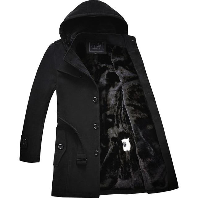Men Winter Trench Coat Fashion Long Thick Woollen Super Warm Overcoat Premium Quality
