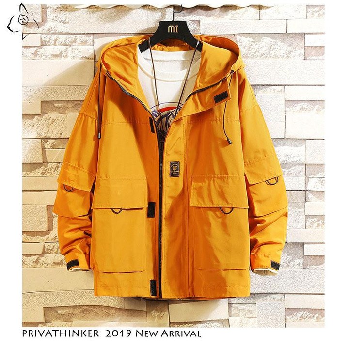 Men Jacket Safari Style Streetwear Harajuku Windbreaker Jacket With Pockets