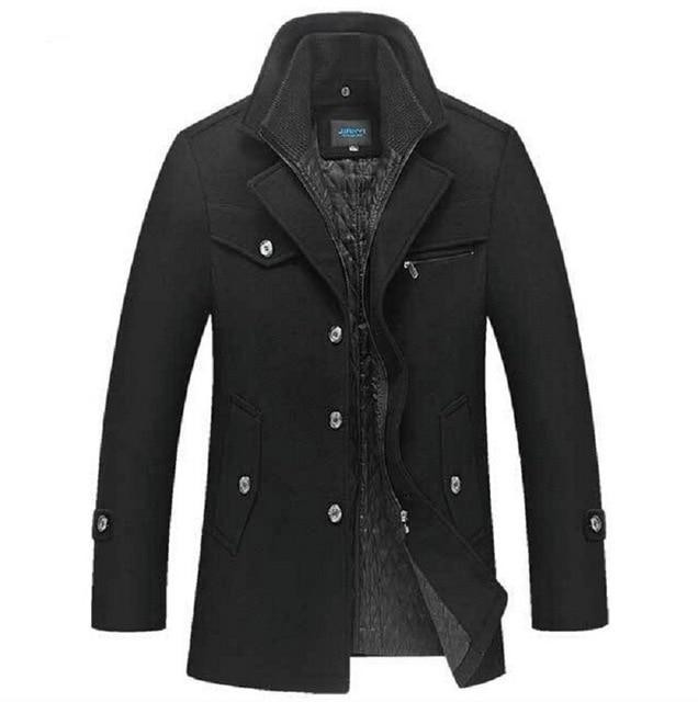 Men Trench Coat Wool Thick Windbreaker Top Quality Fashion Winter Coat