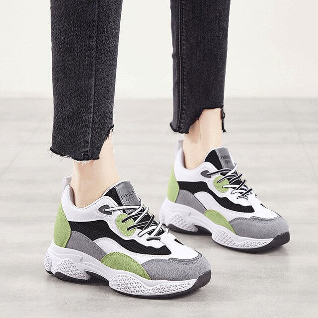 Fashion Design Women Sneakers Comfortable Height Increased Shoes