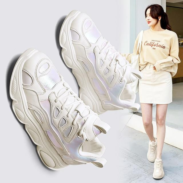 Women Breathable Mesh Trainers Chunky Sneakers