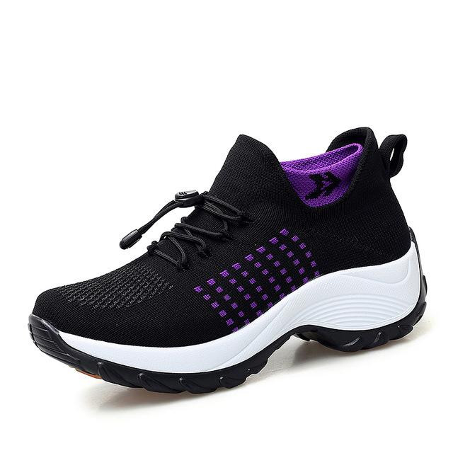 Hot fashion design women breathable mesh lace sock sneakers