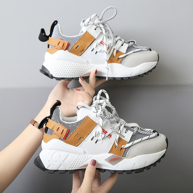 Women Sneakers Fashion Design Lace Up Casual Shoes
