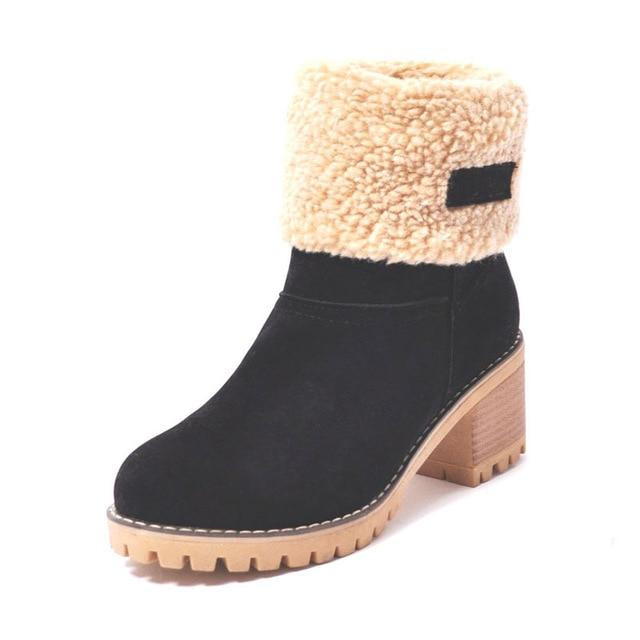 Women Winter Boots Fashion Design Warm Fur Flock Ankle Snow Boots