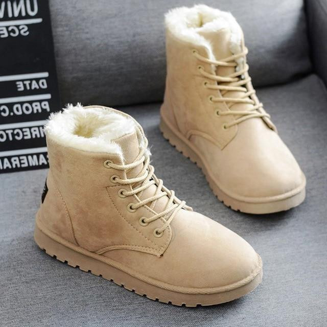 Classic Women Winter Boots Suede Warm Fur Plush Insole High Quality Snow Boots