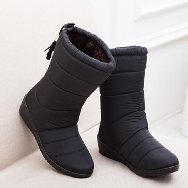 New Fashion Women Boots Down Winter Waterproof Warm Fur Ankle Snow Boots