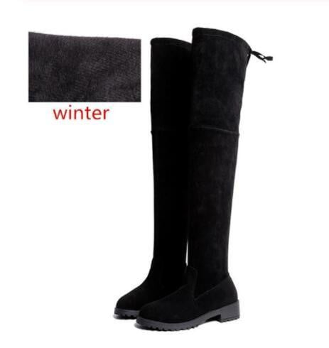 Winter Women Over The Knee Boots Stretch Fabric Thigh High Sexy Long Booties