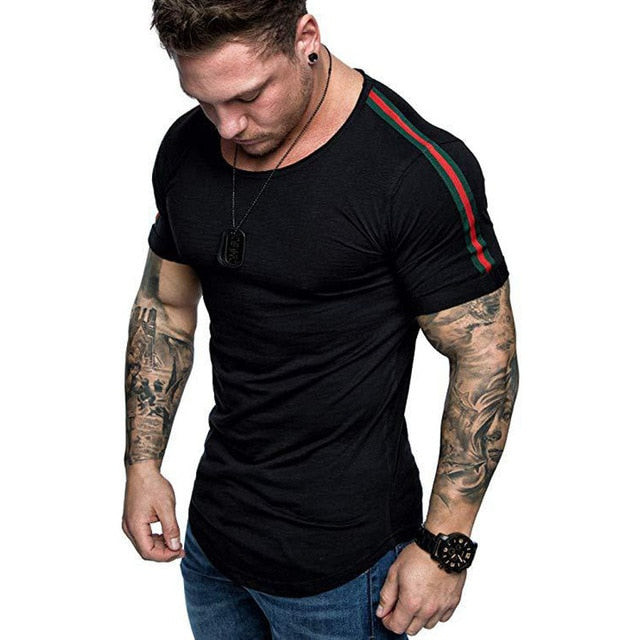 Cool Street Style Men Fashion Solid Color Casual T-Shirt