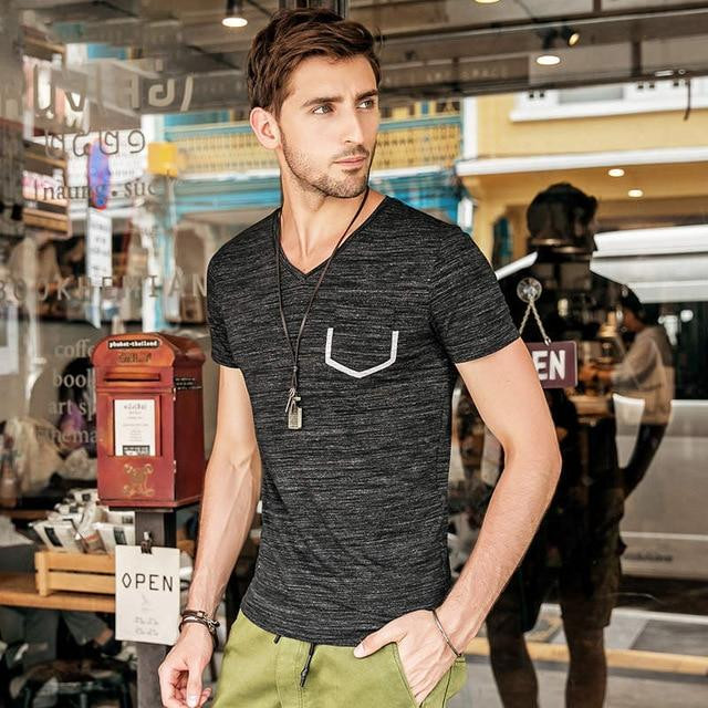 New Arrival Hot Style Men Solid Color Slim Fit Cotton T Shirts