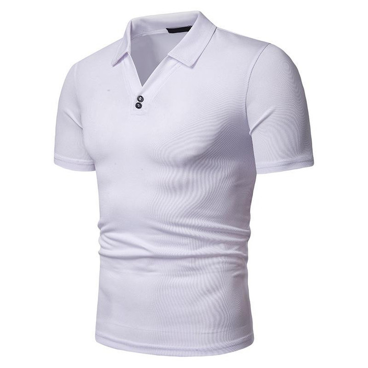 New Arrival Men Slim Fit V-Neck Short Sleeve Polo Shirt