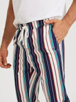 Men Drawstring Waist Slant Pocket Striped Pants