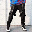 Men Multi Pockets Ribbons Streetwear Casual Sweatpants