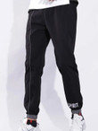 Men Letter Graphic Contrast Piping Drawstring Waist Joggers