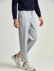 Men Pinstripe Slant Pocket Tailored Pants