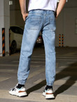 Men Washed Tapered Jeans