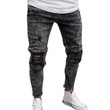 Men Jeans Distressed Freyed Slim Fit Stretch Ripped Jeans