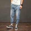 Fashion Men Jeans Casual Loose Ankle Length Scratched Jeans