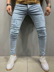 Men Slant Pocket Ripped Skinny Jeans