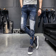 Fashion Design Men's Jean Slim High Quality Hole Ripped Destroyed Jeans