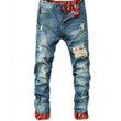 Men Jeans  Retro Hole Ankle-Length Ripped Fashion Jeans