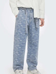 Men Paisley Print Belted Baggy Jeans