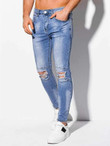 Men Bleach Wash Ripped Frayed Skinny Jeans