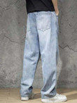 Men Straight Leg Washed Jeans