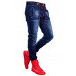 Men Jeans Fashion Patchwork With Holes Zipper Pencil Jeans