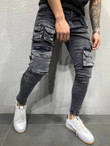 Men Flap Pocket Skinny Jeans