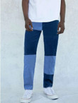 Men Two Tone Straight Leg Jeans