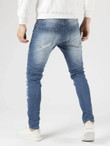 Men Geo Print Ripped Skinny Jeans