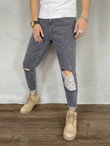 Men Ripped Frayed Tapered Jeans