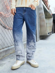 Men Ombre Star Pattern Jeans