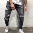 Fashion Men Ripped Skinny Jeans Distressed Slim Fit Stretch Biker Jeans With Holes
