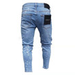 Men Fashion Dye Skinny Stretch Jeans Distressed Ripped Freyed Streetwear Jeans