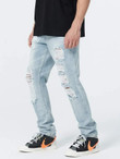 Men Ripped Light Wash Jeans