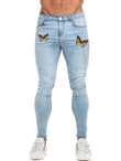 Men Butterfly Print Skinny Jeans