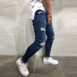 Fashion Men Skinny Jeans Sport Jogging Pocket Hole Zipper Casual Loose Stretch Jeans