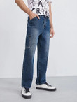 Men Dark Wash Pocket Side Jeans