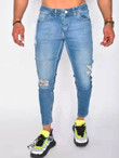 Men Ripped Washed Cropped Jeans