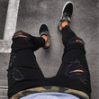 Mens Cool Designer Brand Skinny Ripped Destroyed Stretch Slim Fit Jeans