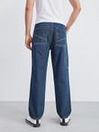 Men Dark Wash Pocket Side Jeans