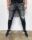 Men's Fashion Stretchy Ripped Skinny Jeans Destroyed Denim Pants
