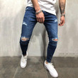 Men Knee Ripped Skinny Jeans Cool Hip Hop Distressed Holes Jogger Jeans