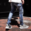 Men Distressing Skinny Stretch Denim Justin Bieber Drawstring Jeans